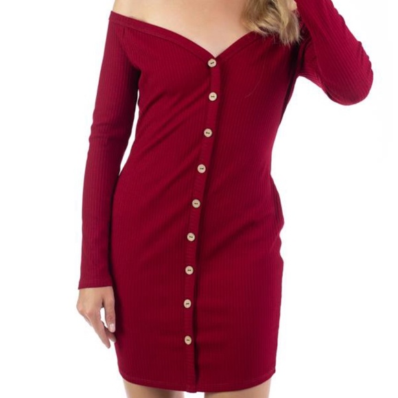 Off Shoulder Ribbed Dress - Picture 5 of 5